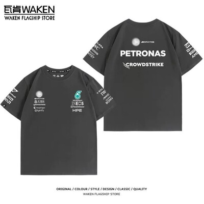 2026新款f1梅赛德斯奔驰赛车服短袖梅奔汉密尔顿儿童队服黑色T恤