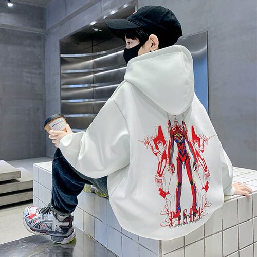 儿童EVA周边联名动漫衣服宽松圆领福音战士初号机加绒棉ins卫衣