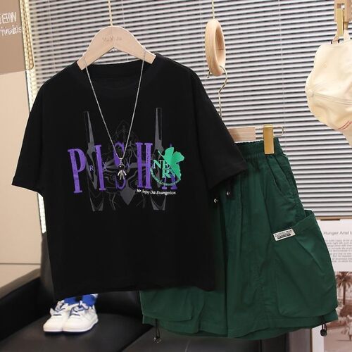 EVA联名T恤男福音战士日系动漫短袖初号机学生宽松半袖衣服短裤