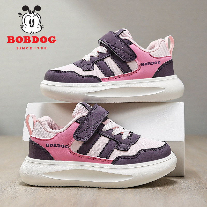 巴布豆女童皮面防水休闲板鞋