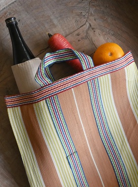 「Maroon」日本Sisam 印度手工制作 环保再造尼龙编织彩色购物袋