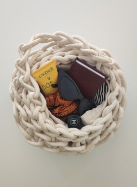 【75折现货】品牌授权 意大利Alienina Tina棉绳编织腋下托特包