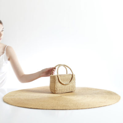 Muun环形手提方形盒手工草编包