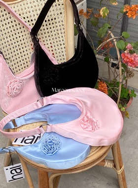 【55折现货】 英国 Hai Edith Bag 丝绒/缎面花朵单肩包腋下包