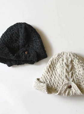 「Maroon」日本Sisam 尼泊尔制 手工纯羊毛护耳保暖帽子 毛线帽