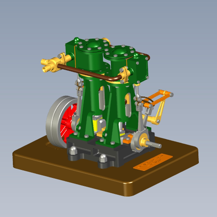 catia立式双蒸汽发动机模型图纸01200826