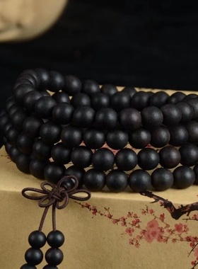 黑水沉香108颗佛珠手串念珠土沉香木手链男女款文玩生日礼物