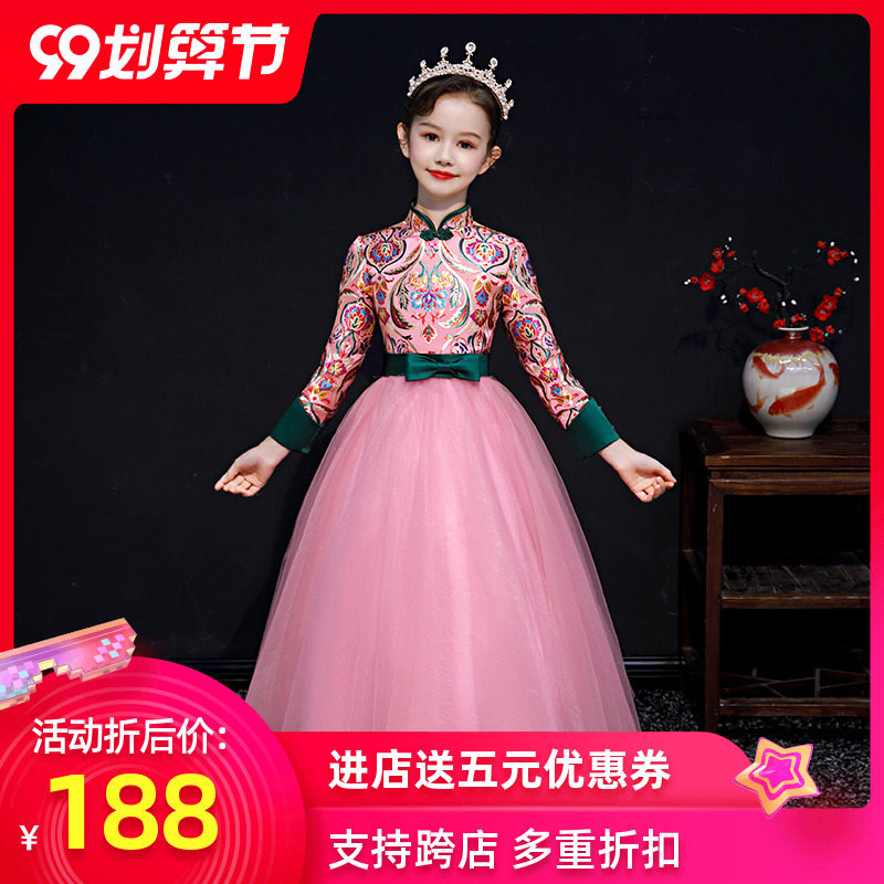 女童礼服公主裙蓬蓬纱2020新款粉色花童礼服钢琴演出服樱花服装