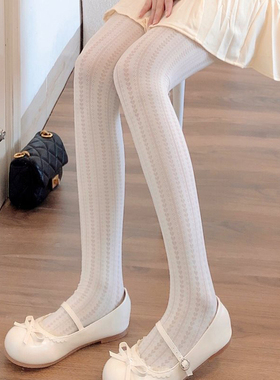 春秋季烟灰色连裤袜女防勾丝提花甜美爱心白色打底袜日系JK白丝袜