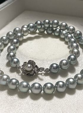 海水akoya真多麻蓝玫瑰海水珍珠卡8.5-9mm