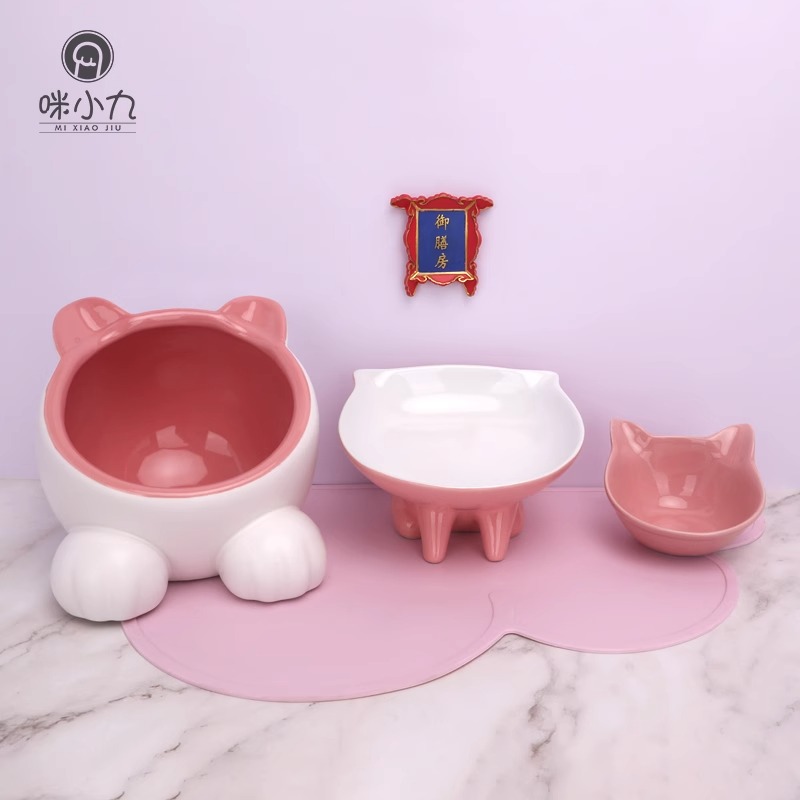 高脚保护颈椎防打翻浅口粮食猫碗