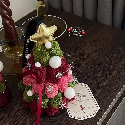 浪漫复古毛绒圣诞树挂件成品圣诞礼物diy创意扭扭棒自制送女生朋