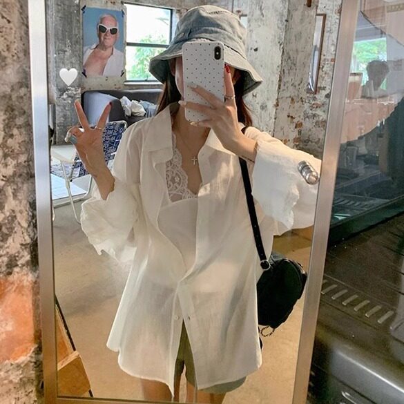MosesQueen魔西女王白色衬衫2025春季宽松设计感蕾丝显瘦防晒开衫