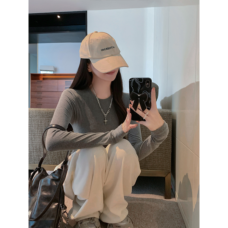 修身长袖t恤女秋季新款德绒上衣