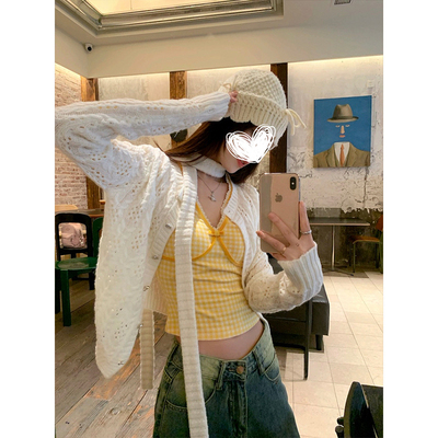 缕空针织开衫毛衣外套上衣女春秋