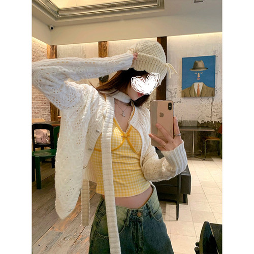 缕空针织开衫毛衣外套上衣女春秋