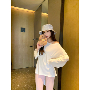 MosesQueen魔西女王設(shè)計(jì)露肩系帶長袖 防曬衫 t恤2025寬松顯瘦薄款