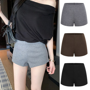 MosesQueen魔西女王灰色休闲短裤女外穿修身显瘦高腰a字打底热裤