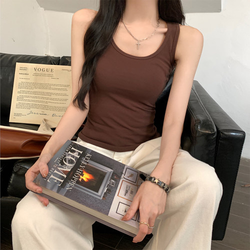 U领吊带背心U型美式辣妹
