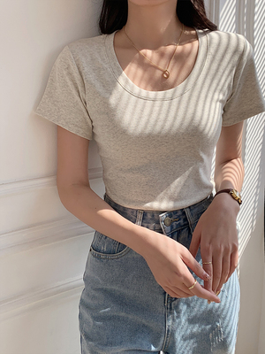 短袖透气正肩显瘦上衣新款夏季