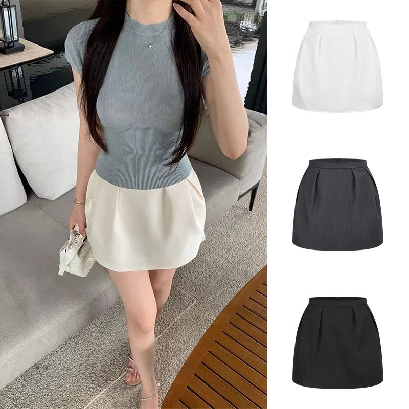 MosesQueen魔西女王蓬蓬花苞廓形半身裙女夏季小个子格子包臀短裙