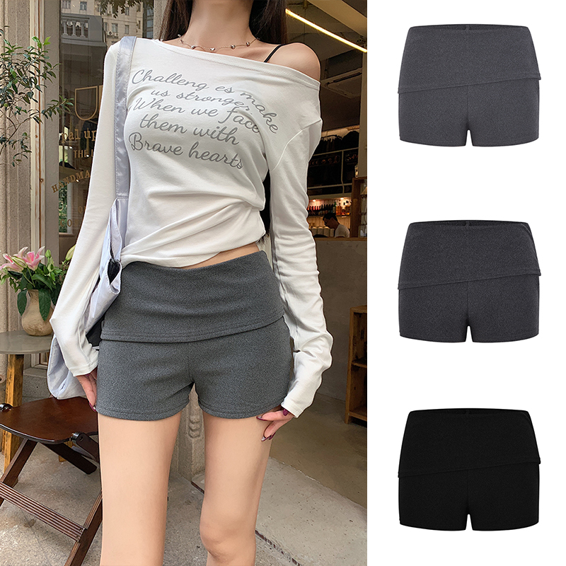 MosesQueen魔西女王高腰双面绒百搭短裤女秋装加厚运动短款热裤