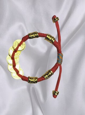 沙金盘缠手链保色五帝钱新年招财藏饰手搓棉绳钱串子女款供货