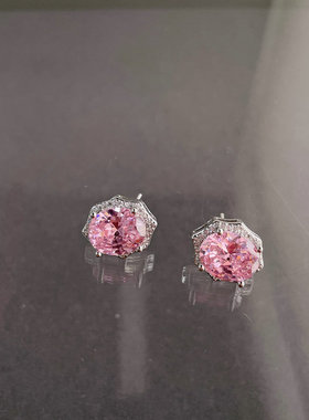 落叶流苏满钻珠宝颈链锆石宝石项链镀18K金多切面璀璨蜜桃粉花朵