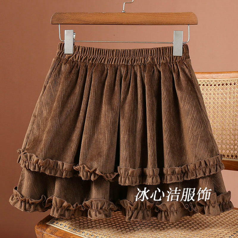 复古花边蛋糕裙蓬蓬半身裙女秋冬2025新款小个子防走光短裙子伞裙