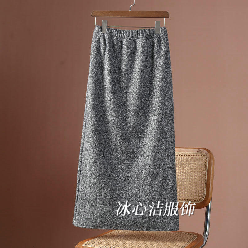 加绒加厚粗毛呢半身裙
