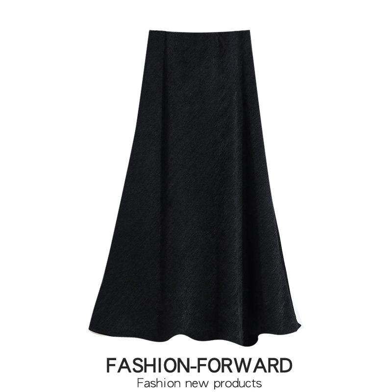 春季复古纹理感A字鱼尾裙半身裙女2026新款高腰显瘦裙子长裙秋冬