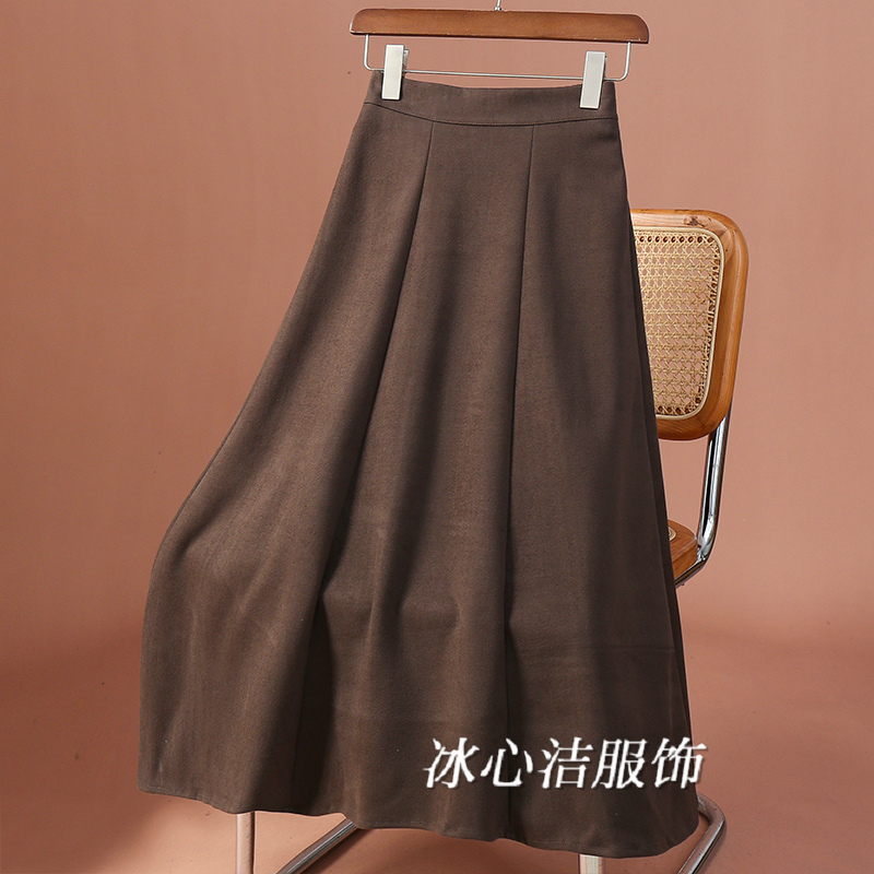 秋冬加厚毛呢半身裙女2025新款小个子高腰a字裙显瘦黑色裙子长裙