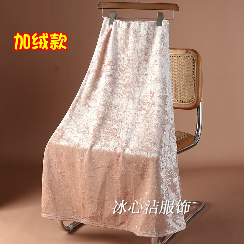 加厚光泽感金丝绒a字半身裙