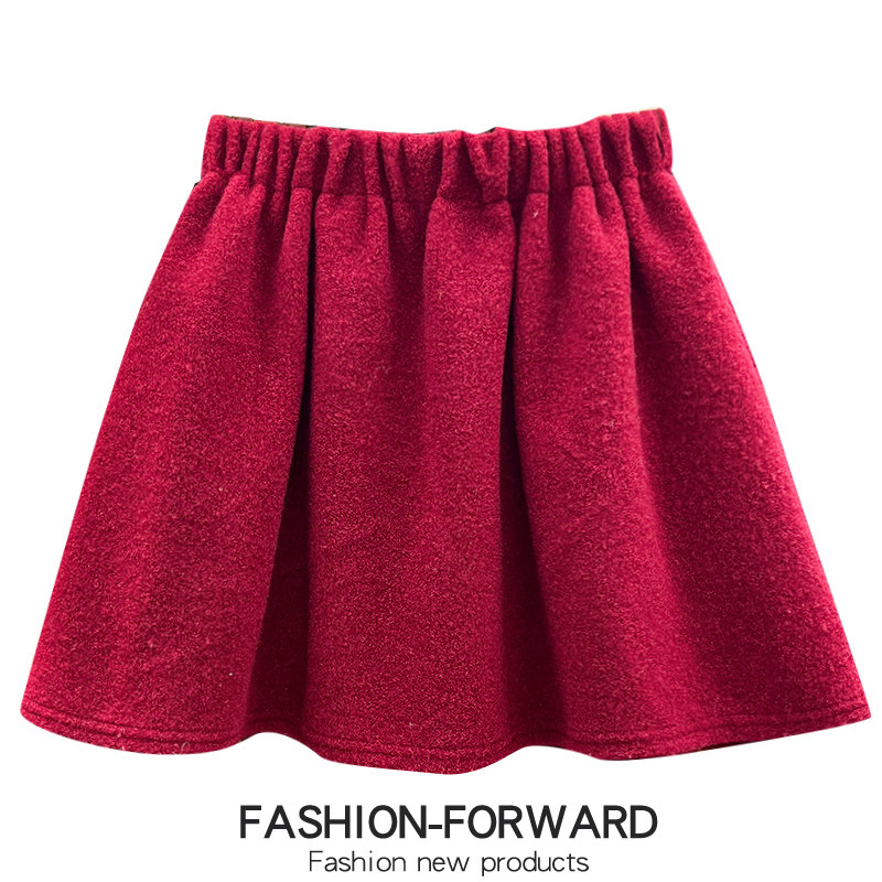 新年红色加厚毛呢A字短裙半身裙女冬季2025新款小个子伞裙子冬裙