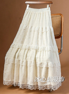 新款高级磨毛蕾丝蛋糕裙半身裙女2025秋季小个子纱裙长裙长款半裙