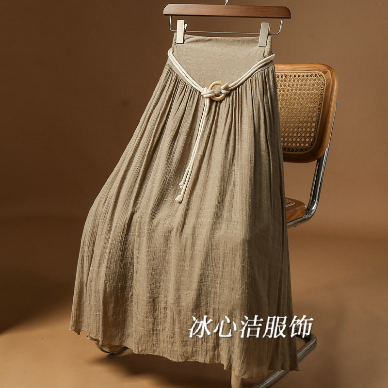 新中式国风禅意仿棉麻半身裙