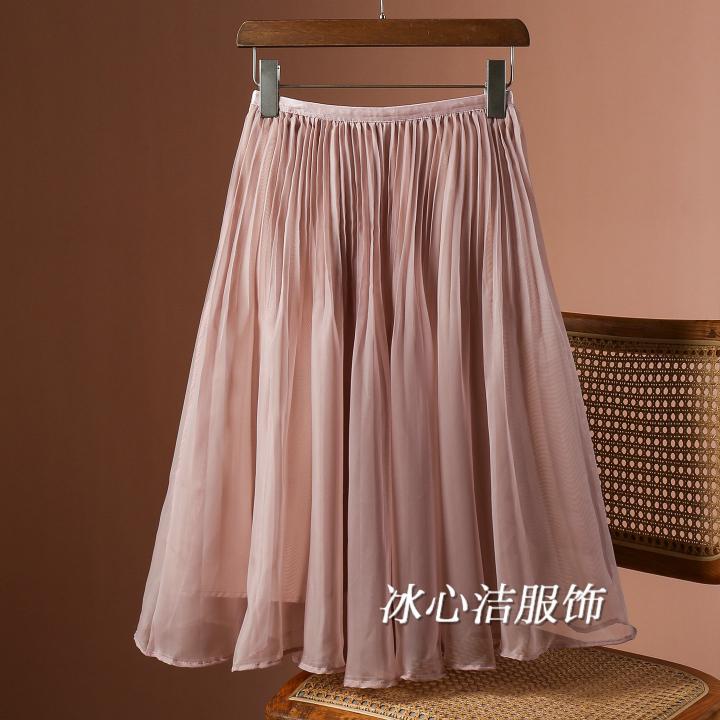 夏天粉色网纱百褶短款半身裙女2026夏季新款小个子大摆裙纱裙中裙