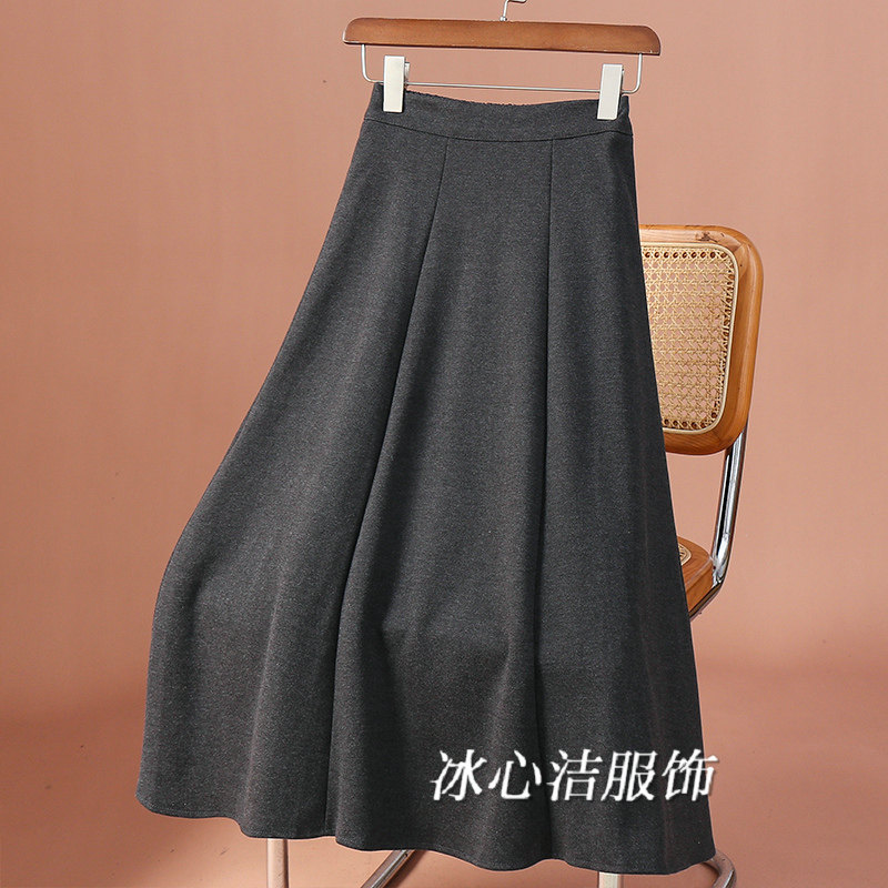 高级感灰色毛呢半身裙女秋冬2025新款高腰显瘦黑色裙子长裙半裙