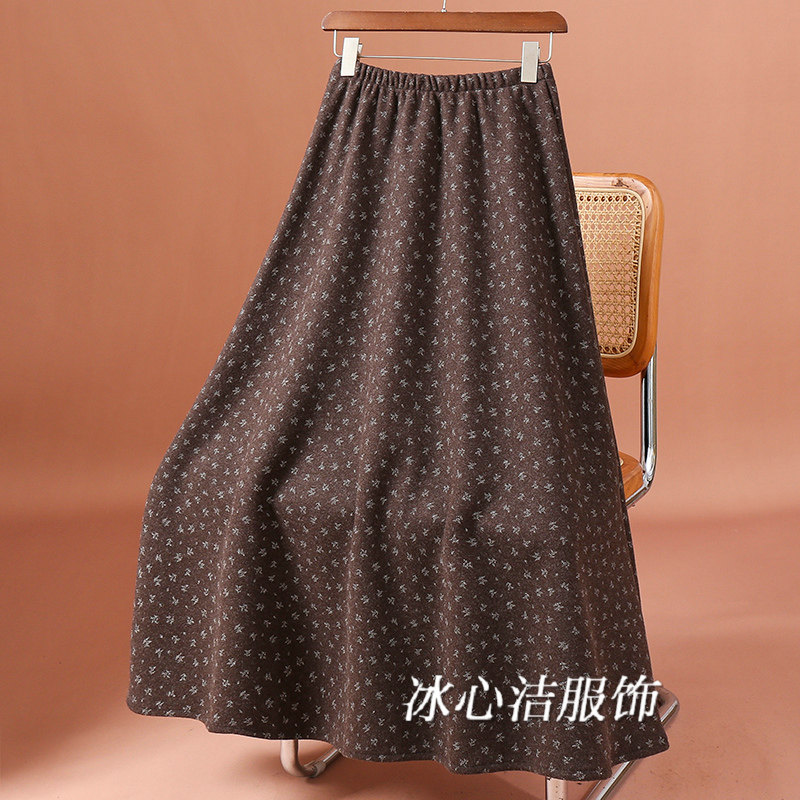 冬季复古加厚磨毛碎花毛呢半身裙女秋冬2025新款a字长裙冬裙半裙,女装/女士精品,半身裙,淘宝优惠券,粉丝福利购,淘宝优惠卷