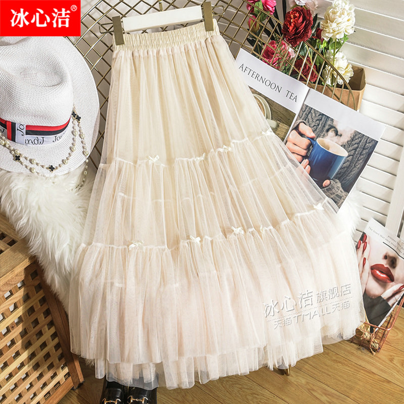 高级感蝴蝶结纱裙蛋糕裙半身裙女2022新款高端裙子春秋仙女裙长裙