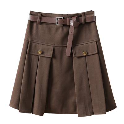 加厚毛呢A字裙短裙半身裙