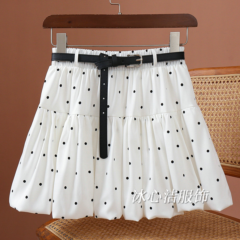 小个子波点花苞蓬蓬短裙半身裙女早春2026新款白色好看短款裙子