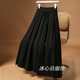 黑色休闲大摆绑带半身裙女春夏2026新款 小个子显瘦裙子伞裙长裙