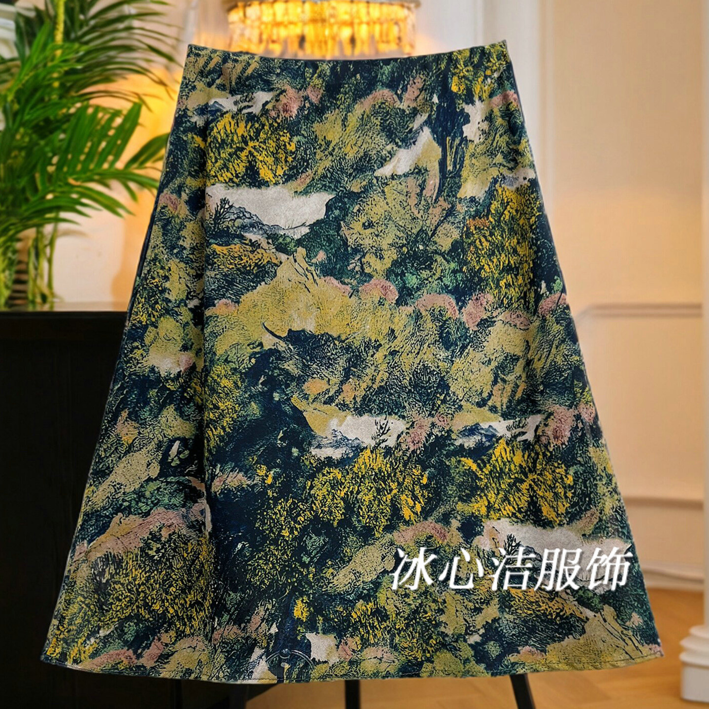 新中式国风印花包臀半身裙女