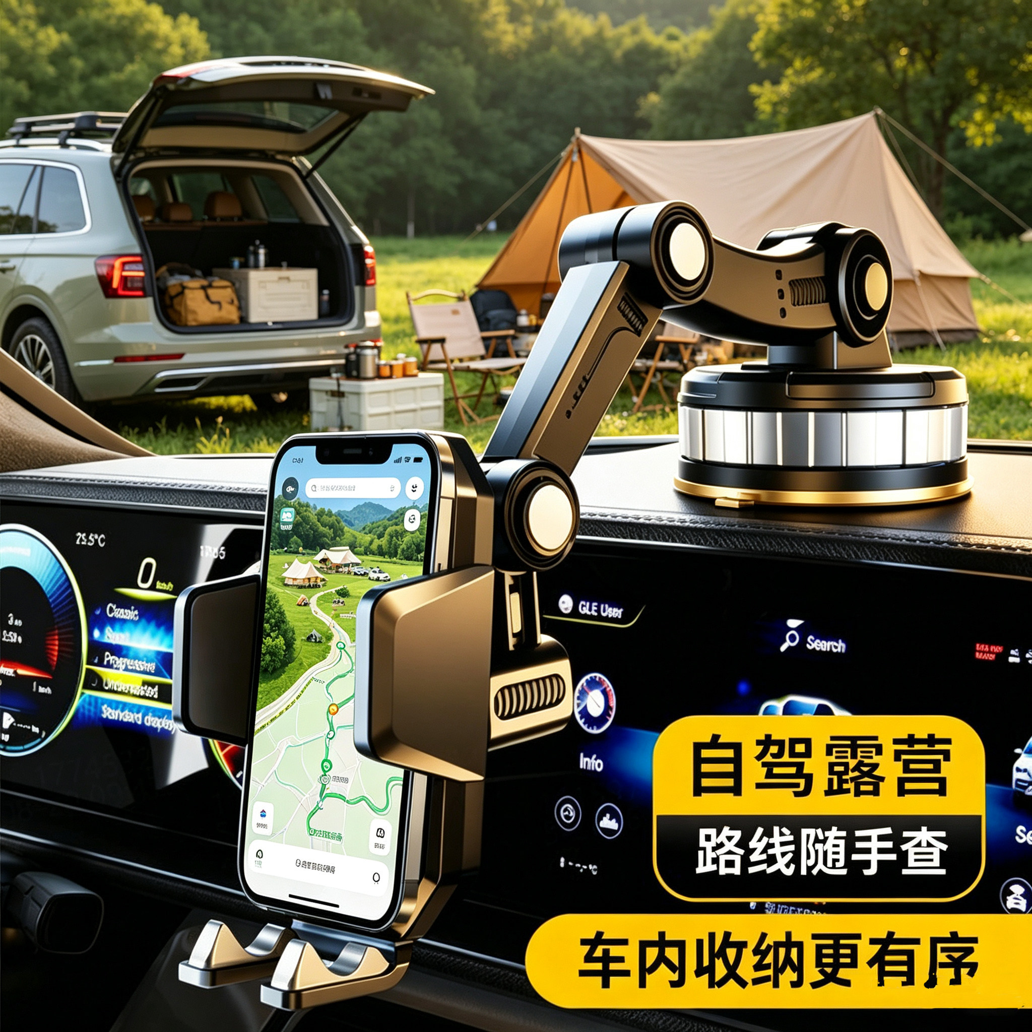 易驹真空吸盘稳固车载手机支架