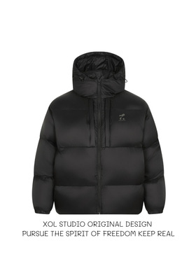 XOL 冬季加厚保暖蓬松连帽防风棉服男女美式休闲百搭轻量化面包服