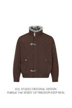 XOL 美式复古飞机扣座山雕毛领棉服男冬季加厚保暖短款棉衣外套潮