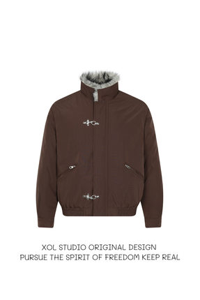 XOL 美式复古飞机扣座山雕毛领棉服男冬季加厚保暖短款棉衣外套潮