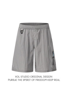 XOL 机能风户外运动休闲短裤男百搭基础廓形宽松透气防晒五分裤