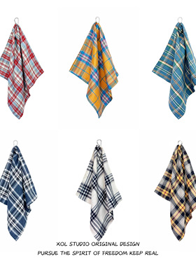 美式复古扎染格纹方巾配饰Breaking街舞滑板腰巾挂饰潮人穿搭神器